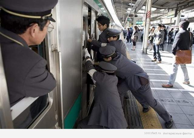 толкатели в метро Токио