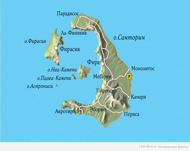 карта Санторини